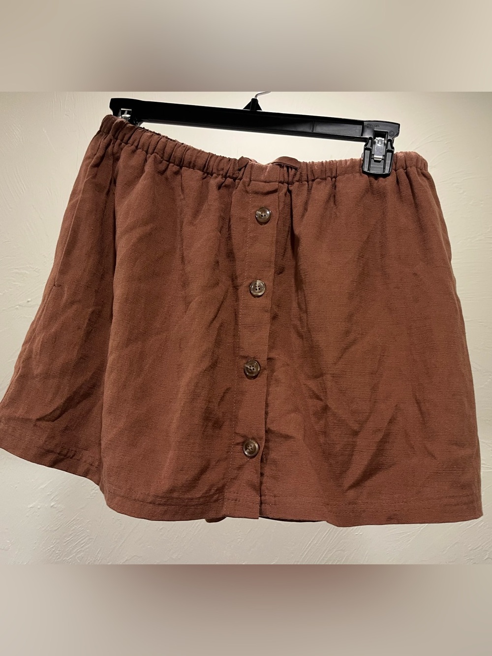 Rhythm Women's Brown Button-Front Linen Skirt